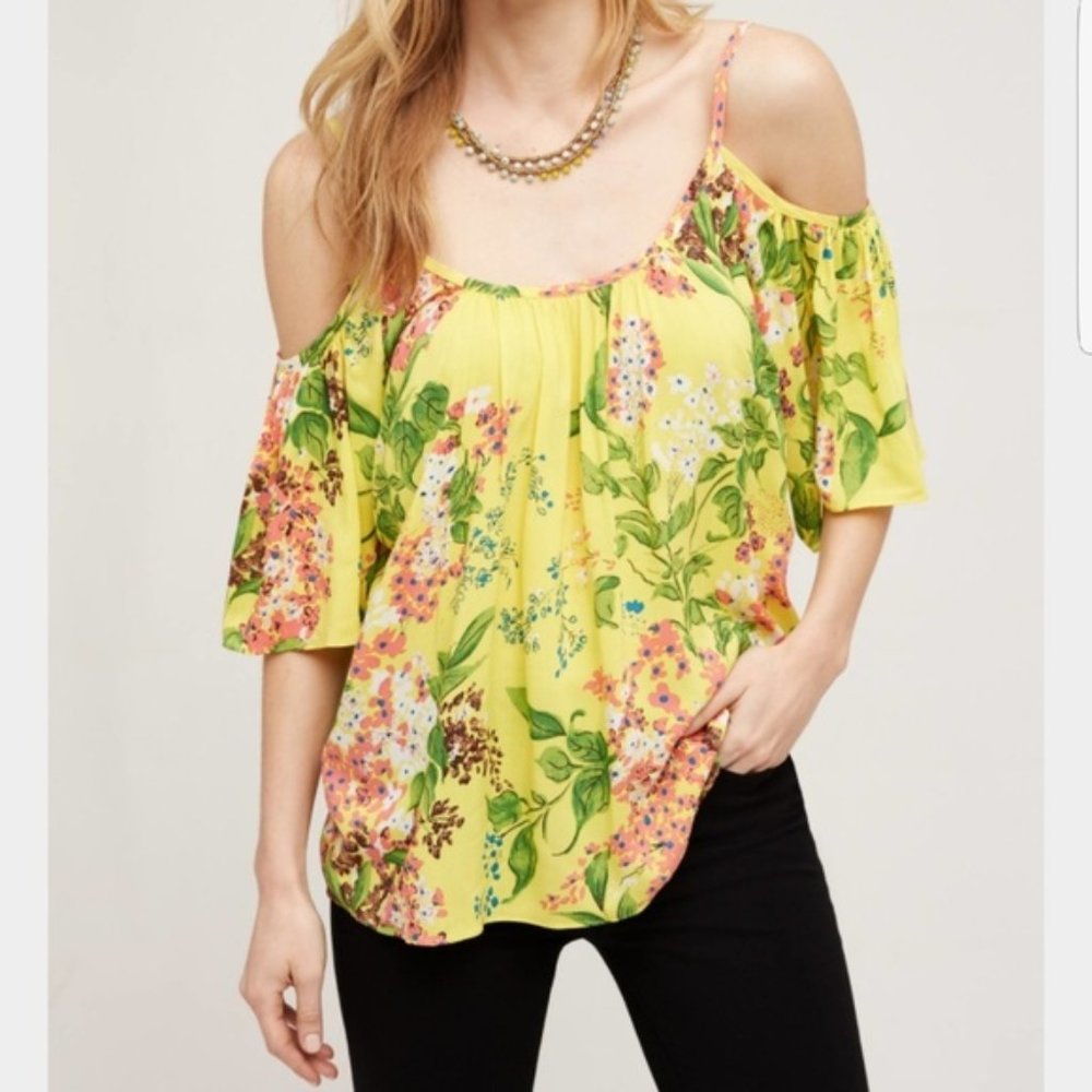 NWT Plenty by Tracy Reese Tai Open Shoulder Top Yellow Size Small